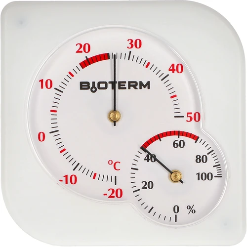 Iekštelpu bimetāla termometrs ar higrometru (-20 līdz +50°C), balts