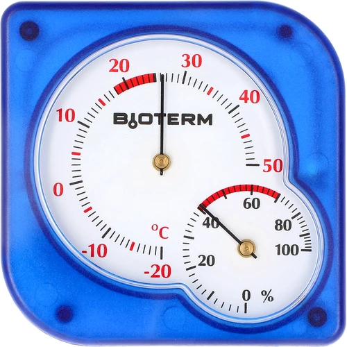 Iekštelpu bimetāla termometrs ar higrometru (-20 līdz +50 °C), zils