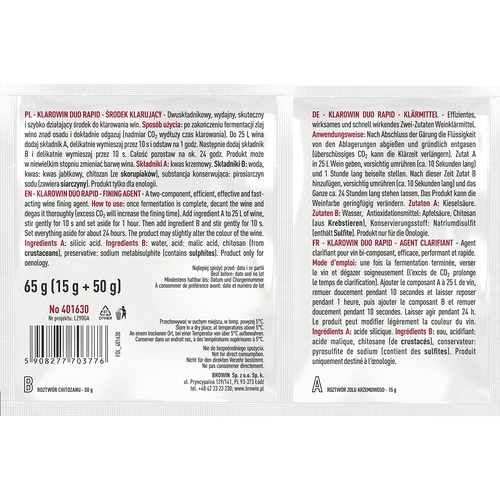 Klarowin Duo Rapid - hitozāns + kieselsols, 65 g - 2