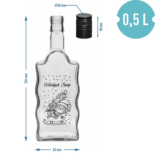 Klasztorna pudele 500 ml ar skrūvējamu vāciņu, uzdruka „Ziemassvētku vecītis”, 1 gab. - 5