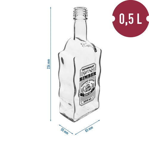 Pudele Klasztorna 500 ml ar skrūvējamu vāciņu, ar uzdruku „Bimber”, 1 gab. - 5