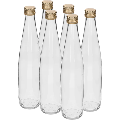 Kluba pudele 500 ml ar zelta skrūvējamo vāciņu, komplekts 6 gab.