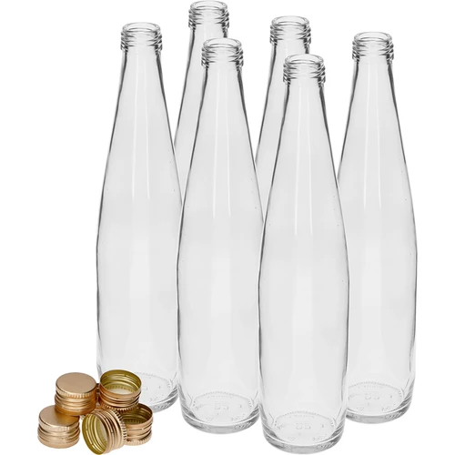Kluba pudele 500 ml ar zelta skrūvējamo vāciņu, komplekts 6 gab. - 2