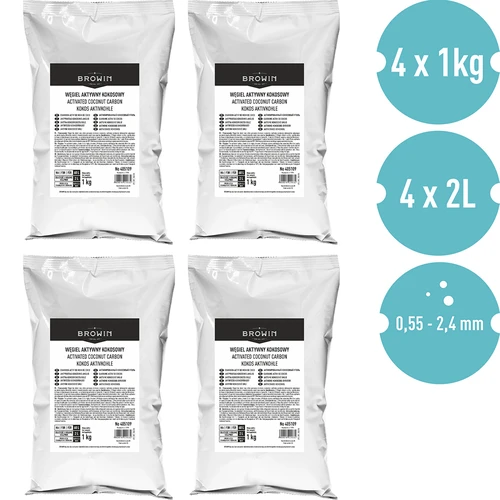 Kokosriekstu aktivētā ogle 1 kg x 4 - komplekts - 2