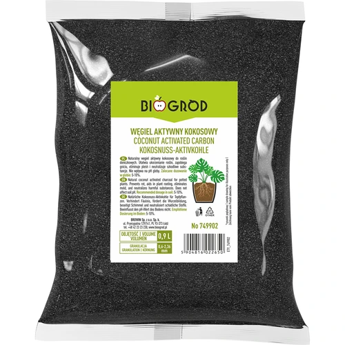 Kokosriekstu aktivētā ogle augiem 0,9 L - 3