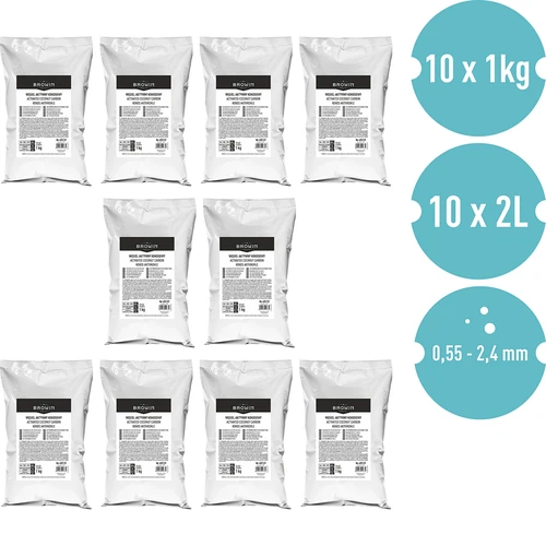 Kokosriekstu čaulu aktivētā ogle 1 kg x 10 - komplekts - 2