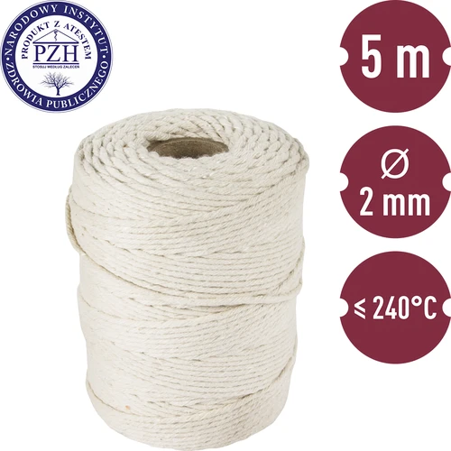 Kokvilnas aukla gaļas sasiešanai balta (240°C) 55 m - 3
