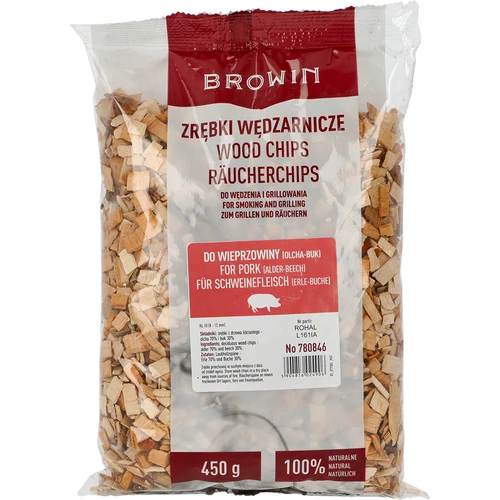 Kūpināšanas/grilēšanas skaidas cūkgaļai – maisījums (70% alkšņa, 30% bukas), 450 g, kalibrs 10