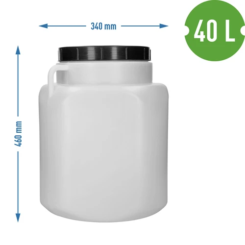 Kvadrātveida 40 l muca, balta, ar rokturiem, Sterk - 10