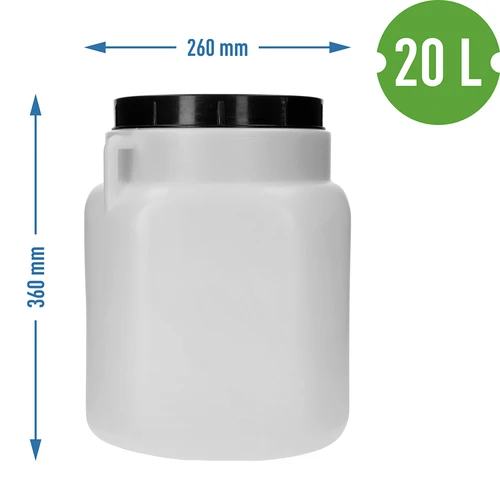 Kvadrātveida muca, 20 L, balta, ar rokturiem, Sterk - 10