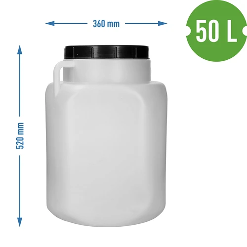 Kvadrātveida muca 50 L, balta, ar rokturiem 50 L - 10