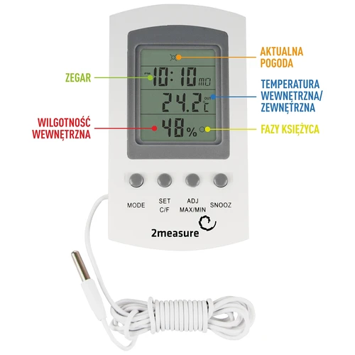Laikapstākļu stacija – elektroniska, ar zondi, balta - 5