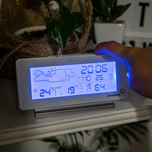 Laikapstākļu stacija RCC, DCF – elektroniska, bezvadu, ar apgaismotu sensoru, balta - 11