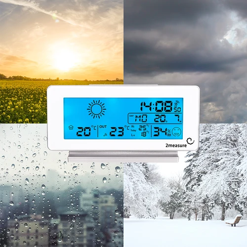 Laikapstākļu stacija RCC, DCF – elektroniska, bezvadu, ar apgaismotu sensoru, balta - 17