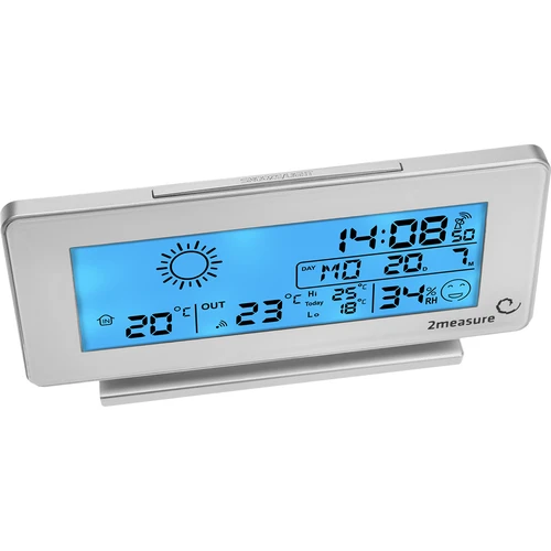 Laikapstākļu stacija RCC, DCF – elektroniska, bezvadu, ar apgaismotu sensoru, balta - 3