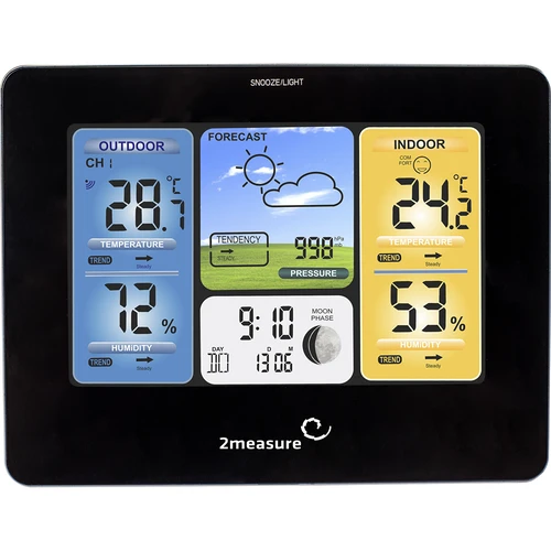 Meteostacija RCC – elektroniska, ar apgaismojumu, bezvadu, ar sensoru, melna - 4