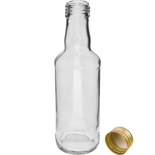 Klasiskā degvīna pudele 200 ml ar zelta skrūvējamo korķi fi 28, 1 gab. - 2