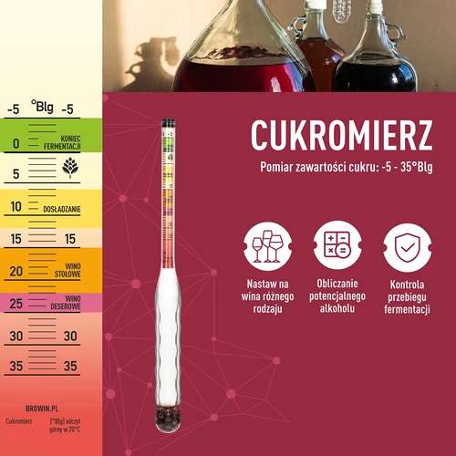 Neplīstošs cukurmērs ar mērīšanas cilindru, mērījumu diapazons: -5–35°Blg - 6
