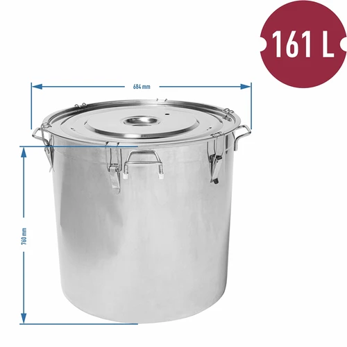 Nerūsējošā tērauda tvertne 161 L ar vāku - 6