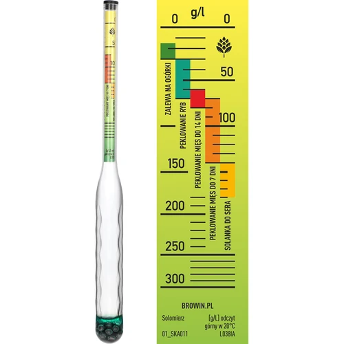 Nesaplīstošs salinometrs ar mēģeni, mērījumu diapazons: 0–300 g sāls/L - 4