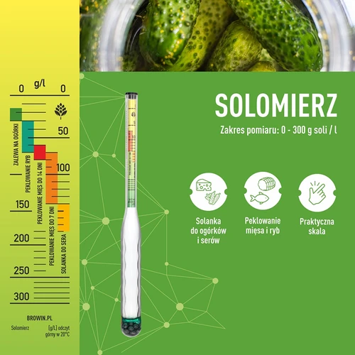 Nesaplīstošs salinometrs ar mēģeni, mērījumu diapazons: 0–300 g sāls/L - 6