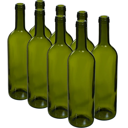 Olīvzaļa vīna pudele 0,75 L – iepakojums 8 gab.