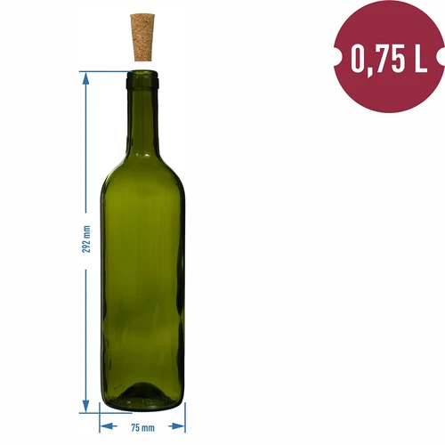 Olīvzaļa vīna pudele 0,75 L – iepakojums 8 gab. - 6