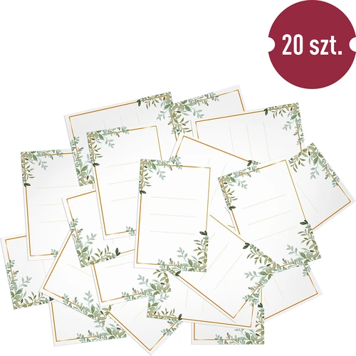 Pašlīmējošas etiķetes 60 x 90 mm pudelēm, burkām, dāvanām, floristisks motīvs - 20 gab. - 3