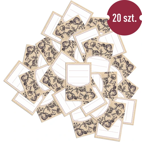 Pašlīmējošas etiķetes 60 x 90 mm pudelēm un burkām, augļu skice - 20 gab. - 3