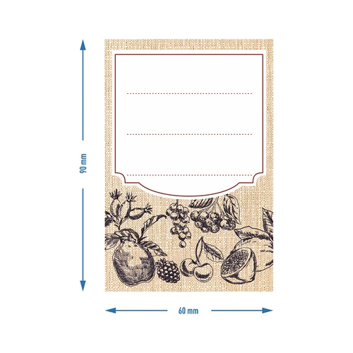 Pašlīmējošas etiķetes 60 x 90 mm pudelēm un burkām, augļu skice - 20 gab. - 4