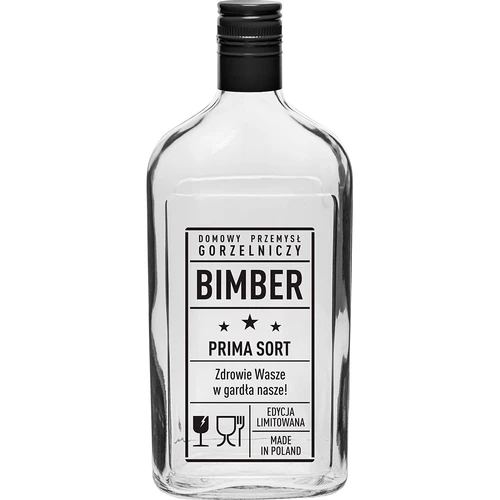 Plakanā pudele 500 ml ar skrūvējamu vāciņu, apdruka „Bimber PRL”, 1 gab.