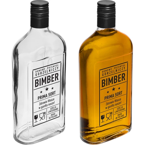 Plakanā pudele 500 ml ar skrūvējamu vāciņu, apdruka „Bimber PRL”, 1 gab. - 4