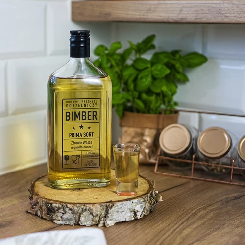 Plakanā pudele 500 ml ar skrūvējamu vāciņu, apdruka „Bimber PRL”, 1 gab. - 6