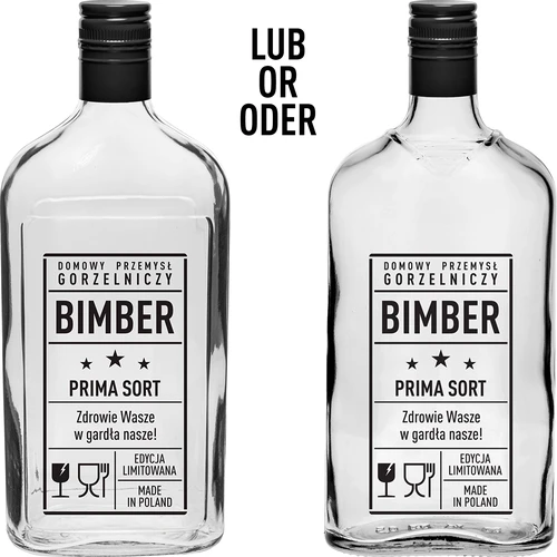 Plakanā pudele 500 ml ar skrūvējamu vāciņu, apdruka „Bimber PRL”, 1 gab. - 2