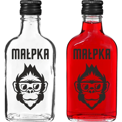 Kabatas kolbas tipa pudele 200 ml ar skrūvējamu vāciņu, apdruka “Mērkaķītis”, 1 gab.