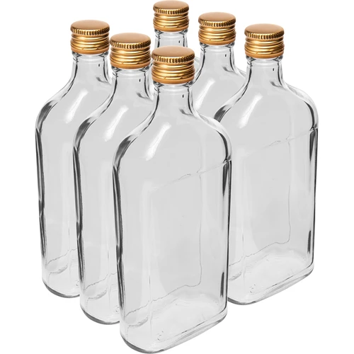 Plakanā pudele 500 ml ar skrūvējamu vāciņu, 6 gab.