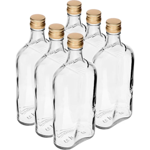 Plakanā pudele 500 ml ar skrūvējamu vāciņu, 6 gab. - 9
