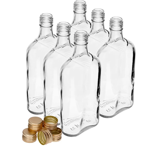 Plakanā pudele 500 ml ar skrūvējamu vāciņu, 6 gab. - 10