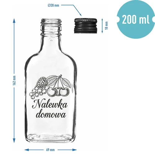 Blašķes tipa pudele 200 ml ar skrūvējamu korķi, uzdruka „Mājas uzlējums”, 1 gab. - 4