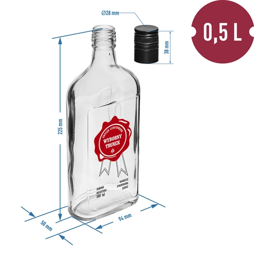 Pudele 500 ml ar vāciņu, uzdruka “Wyborny Trunek”, 1 gab. - 6
