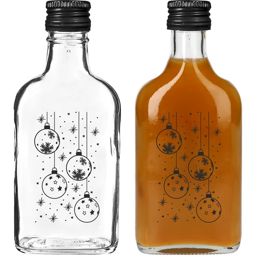 Plakankrūkas tipa pudele 200 ml ar skrūvējamu vāciņu, apdruka „Eglīšu bumbiņas”, 1 gab. - 2