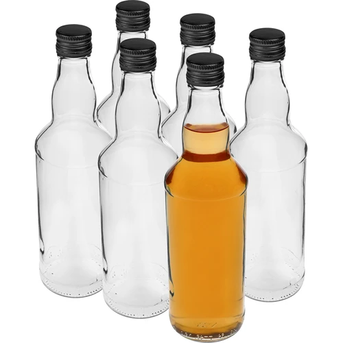Pudele 500 ml degvīnam, ar melnu skrūvējamu vāciņu, 6 gab. - 3