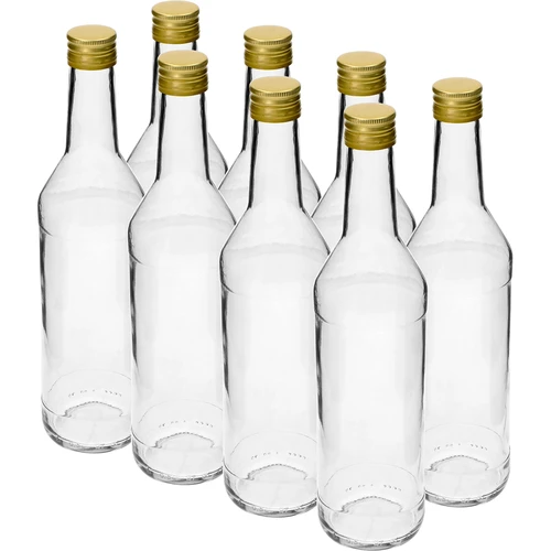 Pudele 500 ml degvīnam, taisna, ar skrūvējamiem korķiem – 8 gab.