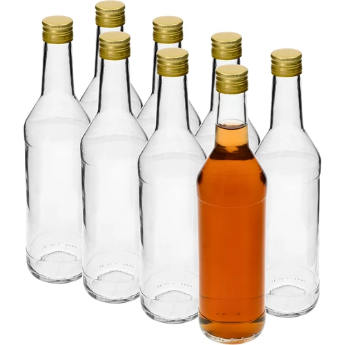 Pudele 500 ml degvīnam, taisna, ar skrūvējamiem korķiem – 8 gab. - 2