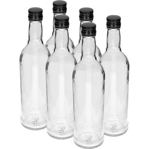 Pudele 500 ml Slaida, ar melnu skrūvējamu vāciņu, degvīnam, 6 gab.