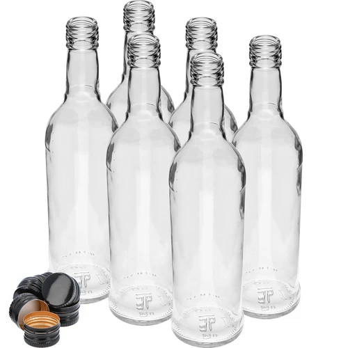 Pudele 500 ml Slaida, ar melnu skrūvējamu vāciņu, degvīnam, 6 gab. - 3