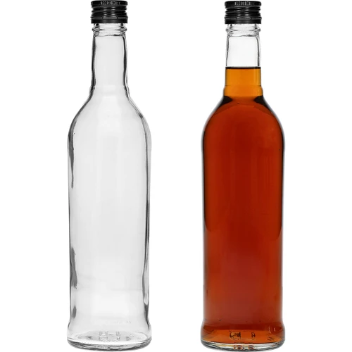 Pudele 500 ml Slaida, ar melnu skrūvējamu vāciņu, degvīnam, 6 gab. - 5