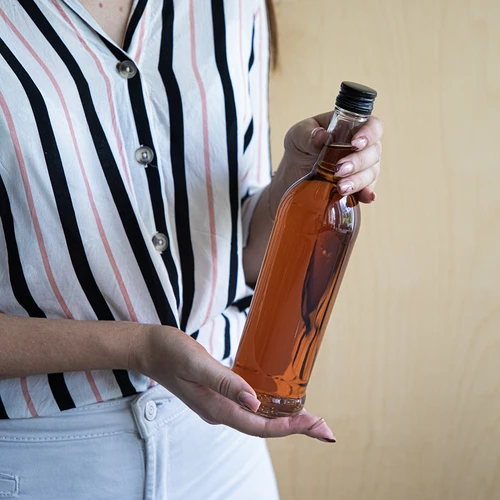 Pudele 500 ml Slaida, ar melnu skrūvējamu vāciņu, degvīnam, 6 gab. - 8
