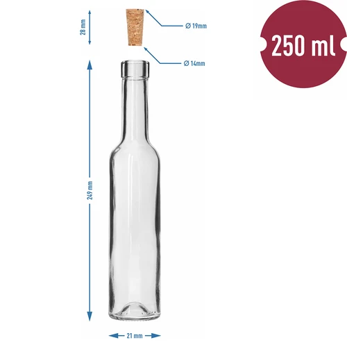 Pudele BELISSIMO 250 ml ar dabīgu korķi, 1 gab. - 5
