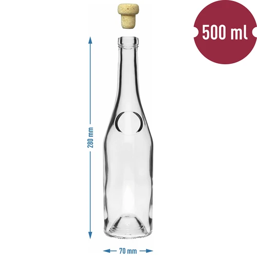 Herbowa pudele 500 ml ar korķi-sēnīti, 1 gab. - 6